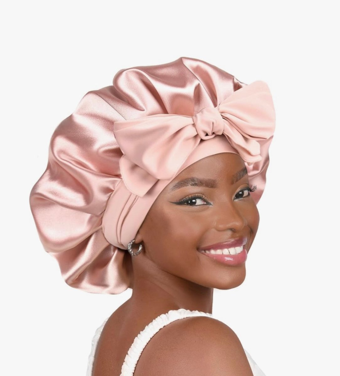 Silk Bonnet for Sleeping Women Satin Bonnet Double Layer Satin Lined Hair Bonnet with Tie Band Curly Natural Hair - Zerbo Exotics