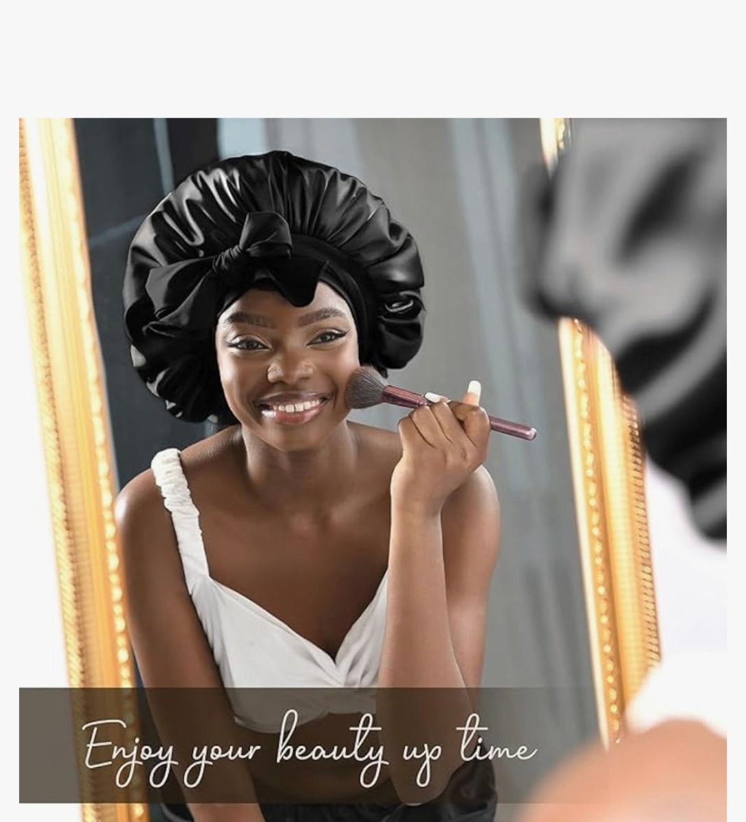 Silk Bonnet for Sleeping Women Satin Bonnet Double Layer Satin Lined Hair Bonnet with Tie Band Curly Natural Hair - Zerbo Exotics