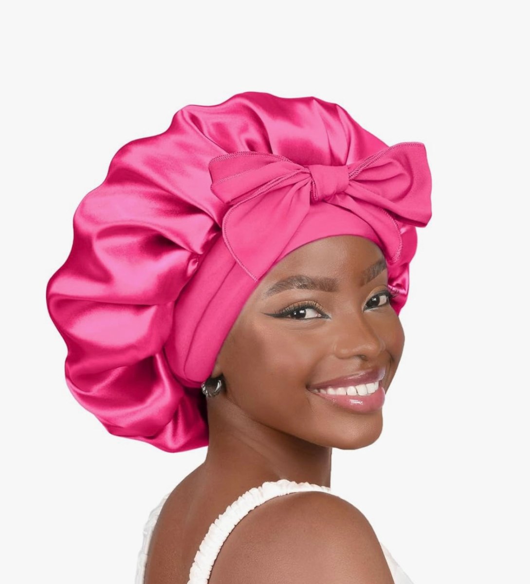 Silk Bonnet for Sleeping Women Satin Bonnet Double Layer Satin Lined Hair Bonnet with Tie Band Curly Natural Hair - Zerbo Exotics