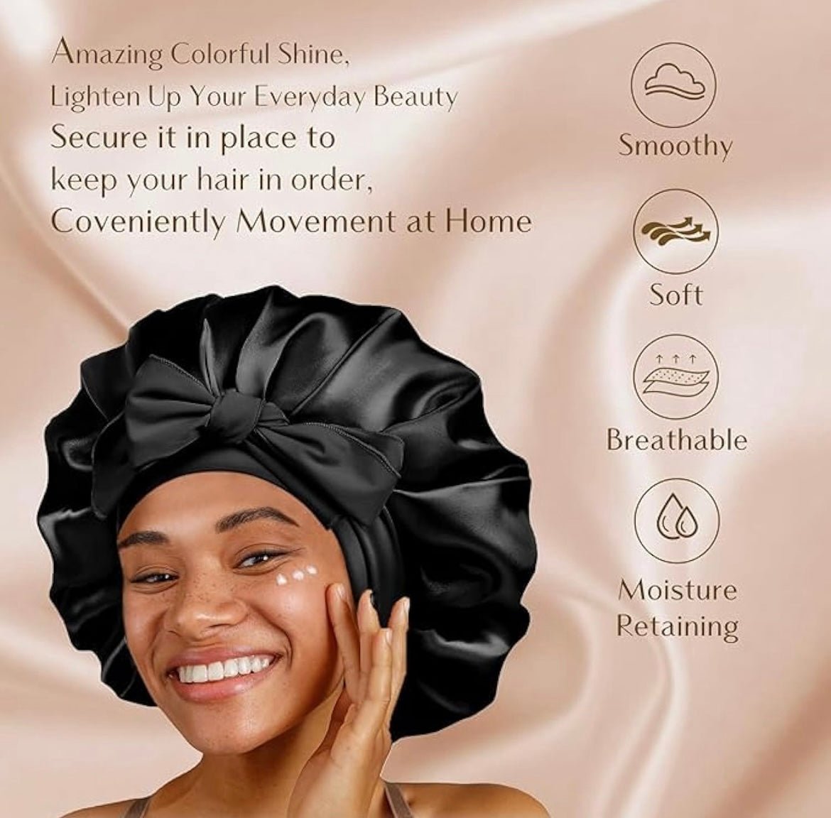 Silk Bonnet for Sleeping Women Satin Bonnet Double Layer Satin Lined Hair Bonnet with Tie Band Curly Natural Hair - Zerbo Exotics