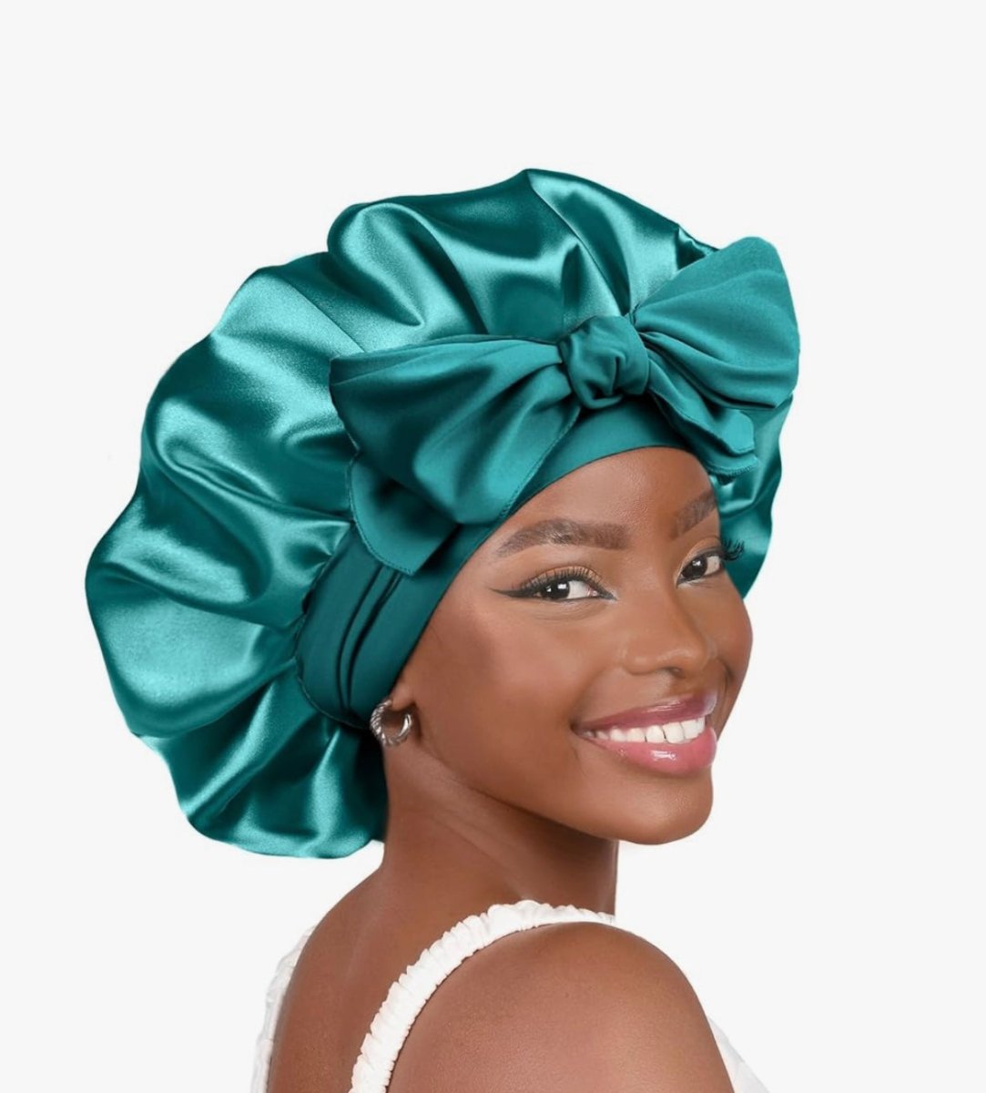Silk Bonnet for Sleeping Women Satin Bonnet Double Layer Satin Lined Hair Bonnet with Tie Band Curly Natural Hair - Zerbo Exotics