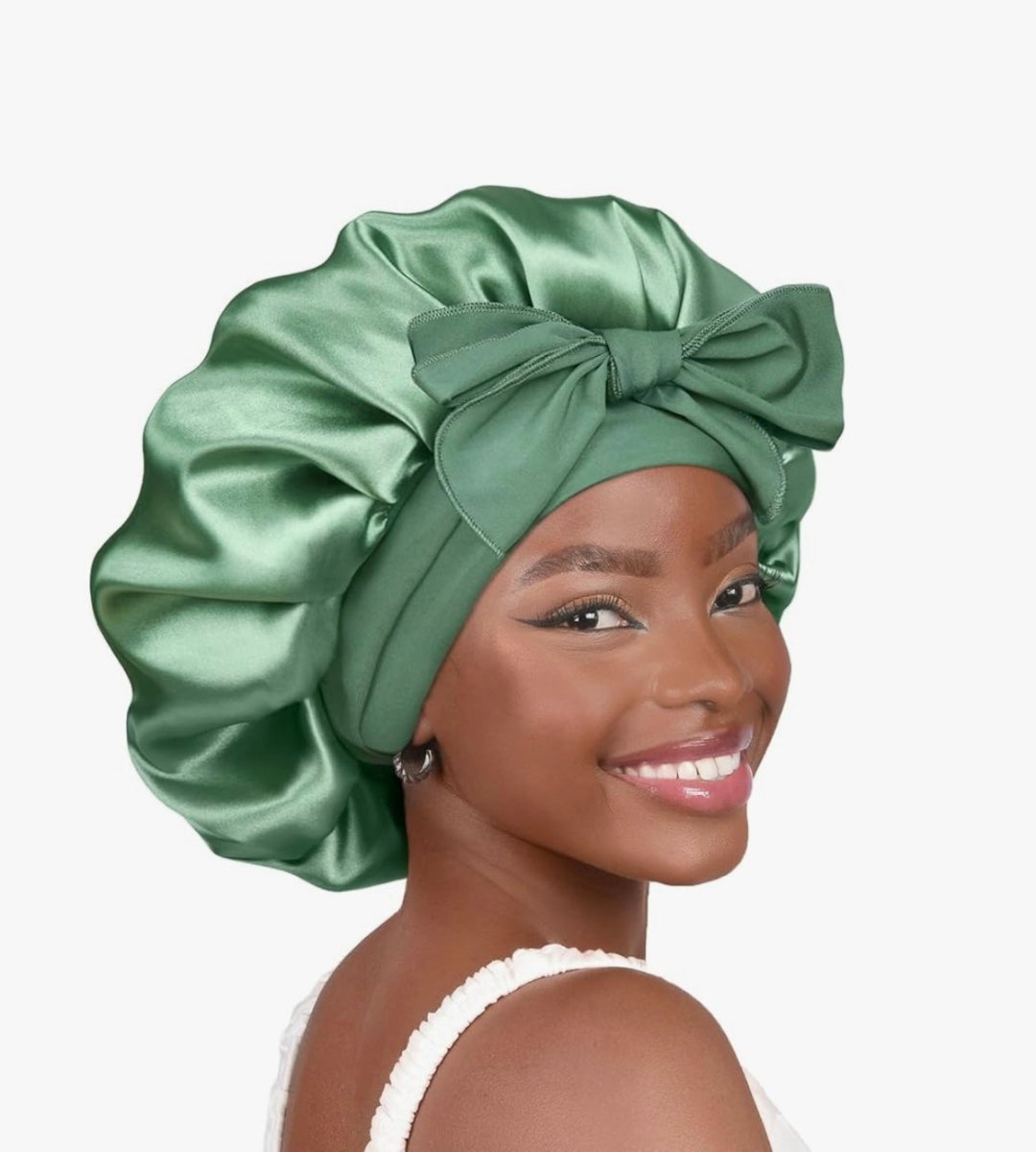 Silk Bonnet for Sleeping Women Satin Bonnet Double Layer Satin Lined Hair Bonnet with Tie Band Curly Natural Hair - Zerbo Exotics