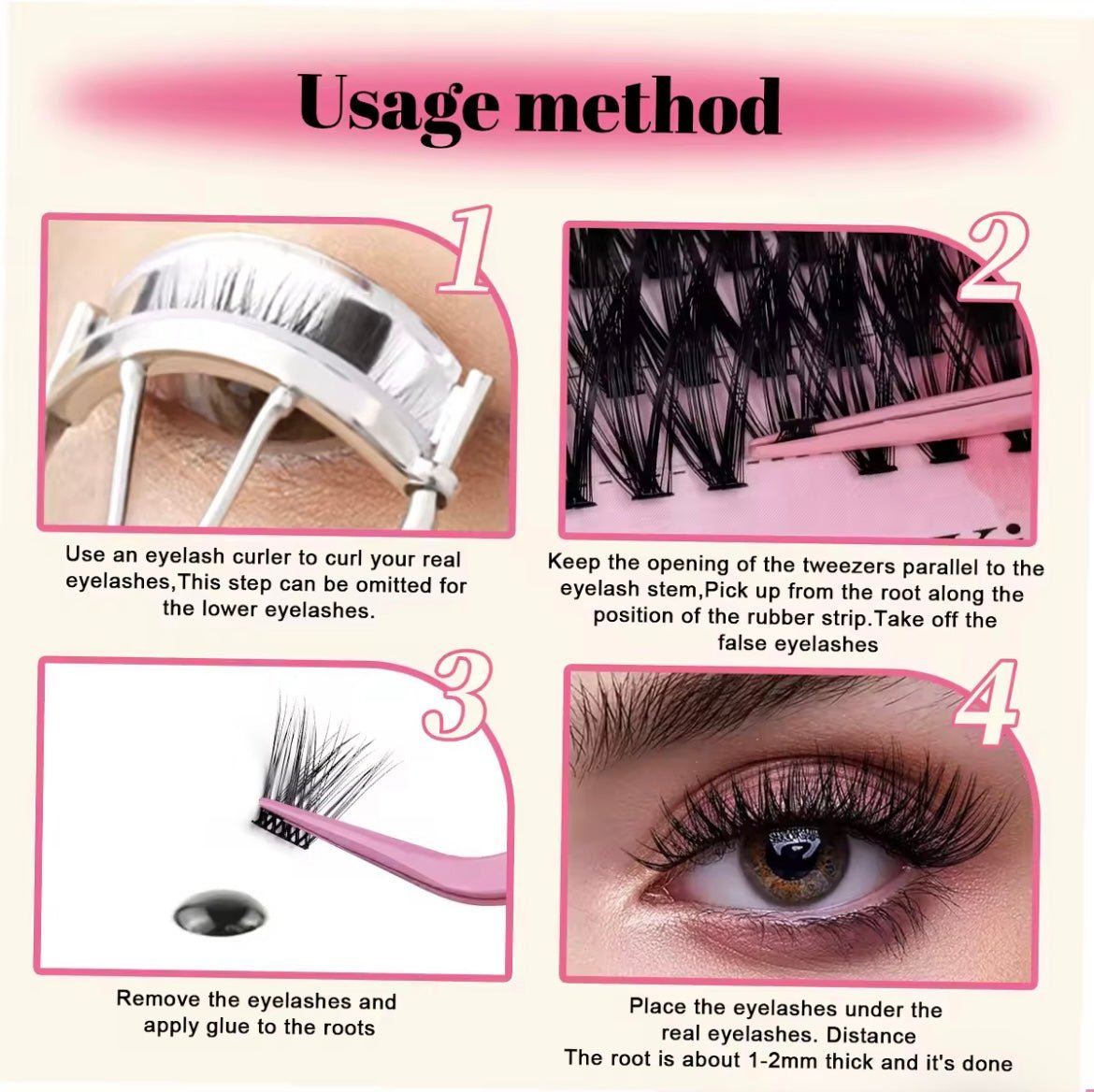 Wispy Lash Clusters Kit Individual Lashes Kit with Bottom Lash Clusters Waterproof Bond and Seal Tweezers DIY at Home - Zerbo Exotics