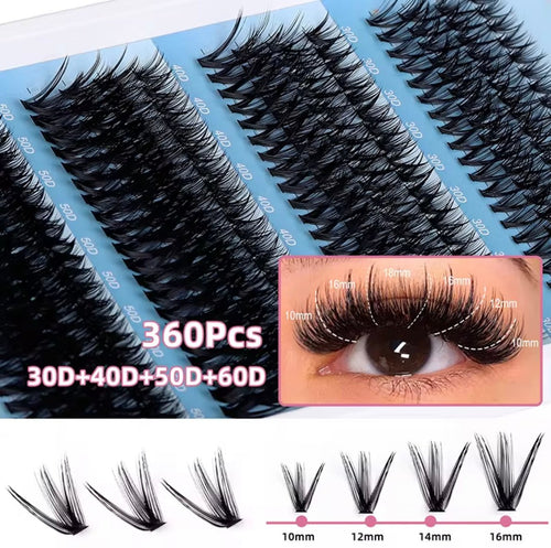 Wispy Lash Clusters Kit Individual Lashes Kit with Bottom Lash Clusters Waterproof Bond and Seal Tweezers DIY at Home - Zerbo Exotics