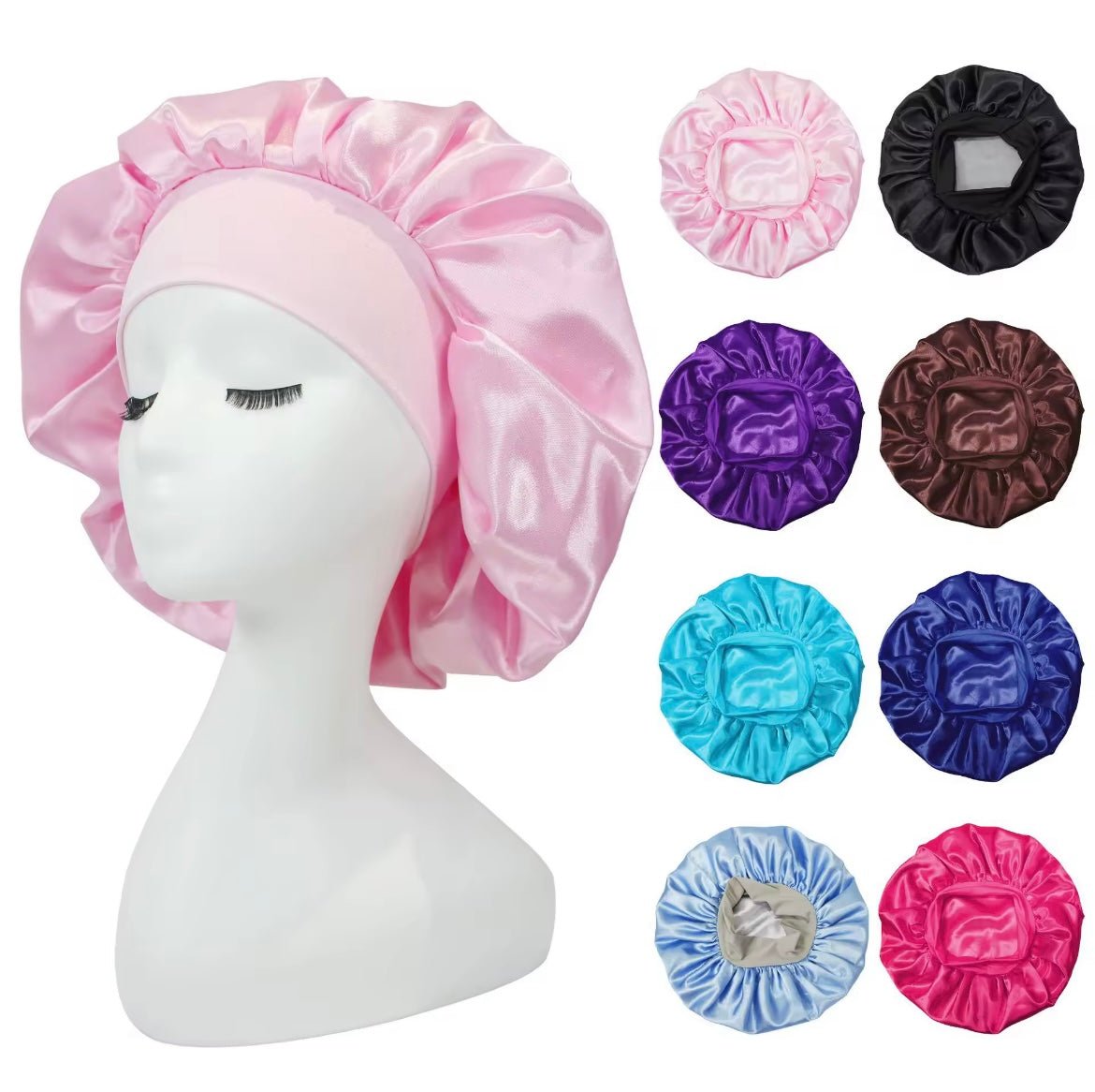 Women's Satin Dry Hair Cap with Hair Bonnets for Sleeping and Hair Drying Growth Cap - Zerbo Exotics